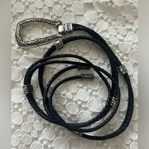 Brighton Double Barrel Black Braid Vintage 1994  Leather Belt